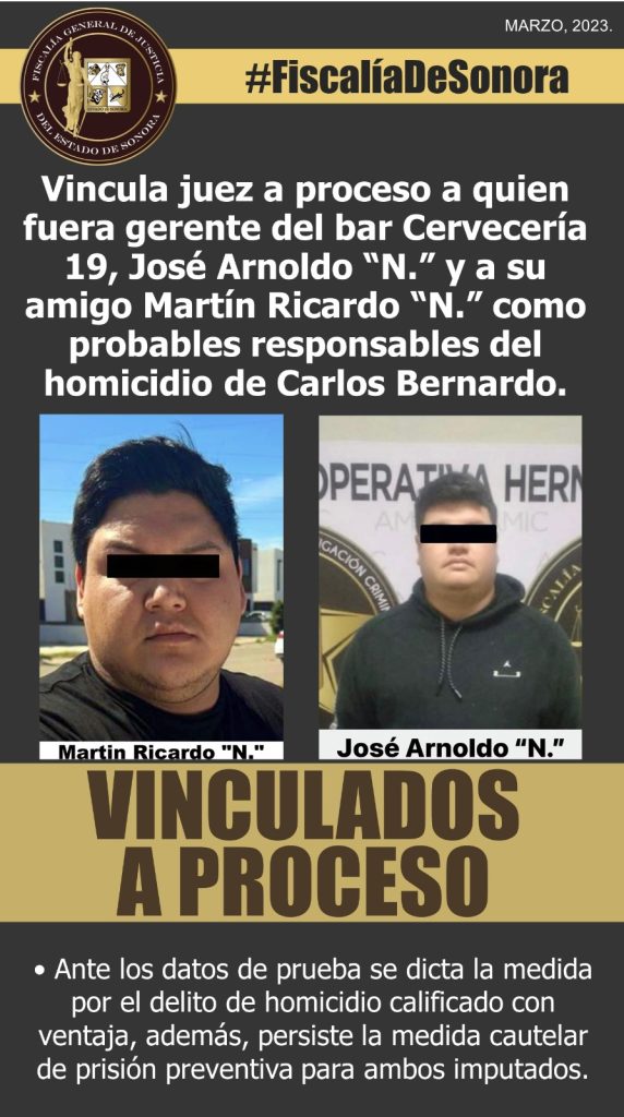 VINCULA JUEZ A PROCESO A GERENTE DEL BAR CERVECERÍA 19 Y A SU AMIGO  COMO PROBABLES RESPONSABLES DE HOMICIDIO