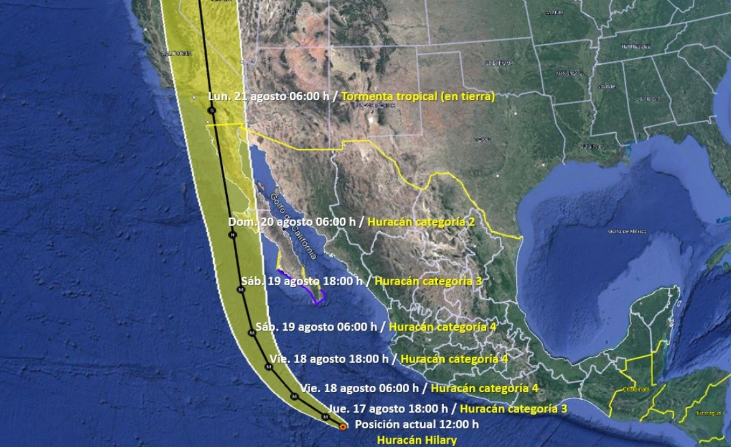 “Hilary” ya es Huracán categoría 3 y amenaza con el primer desastre del año en Baja California Sur, Sonora y Sinaloa