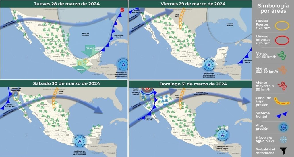 Ingresará Frente Frío No.43 con pronósticos de lluvia y vientos fuertes 