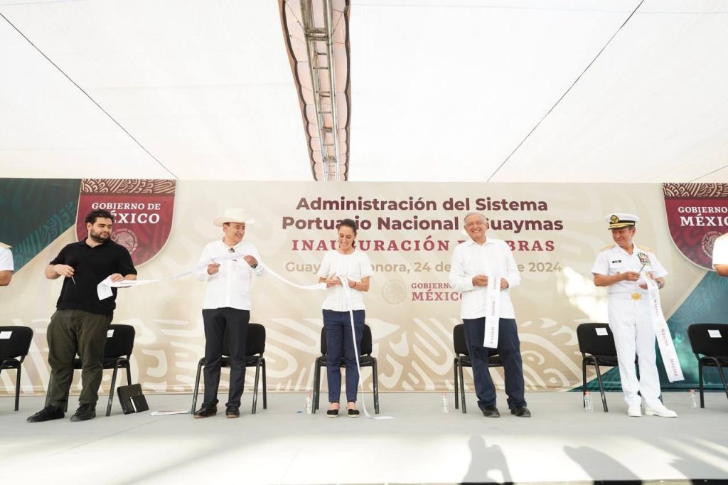 Entregan López Obrador, Claudia Sheinbaum y Alfonso Durazo obras en Guaymas; anuncian proyectos para Modernización del Puerto