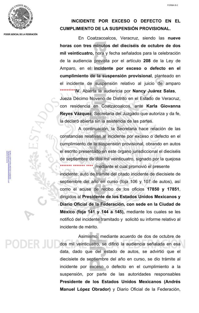 Jueza da 24 horas para que se elimine la publicación de la Reforma Judicial en el DOF