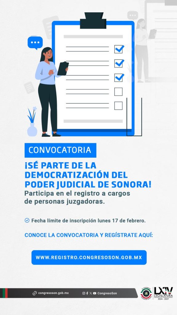 Hoy, último día para registrarse en convocatoria a cargos de personas juzgadoras del Poder Judicial local